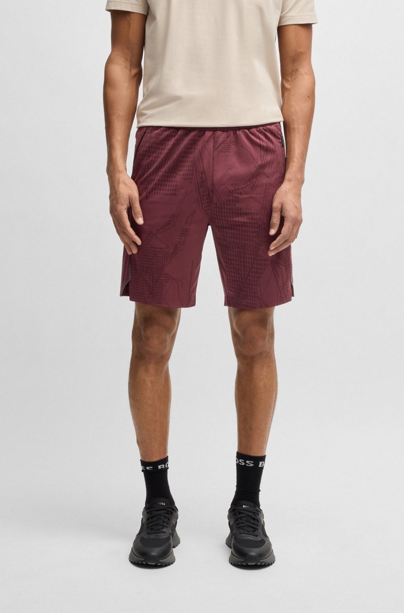 Hugo Boss Shorts de tejido multielástico con estampado activo