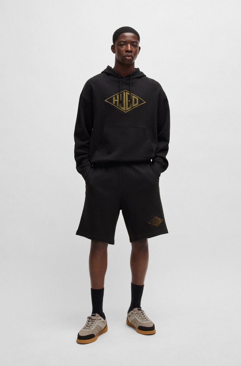 Hugo Boss Shorts En Felpa De Algodón Con Logo Bordado