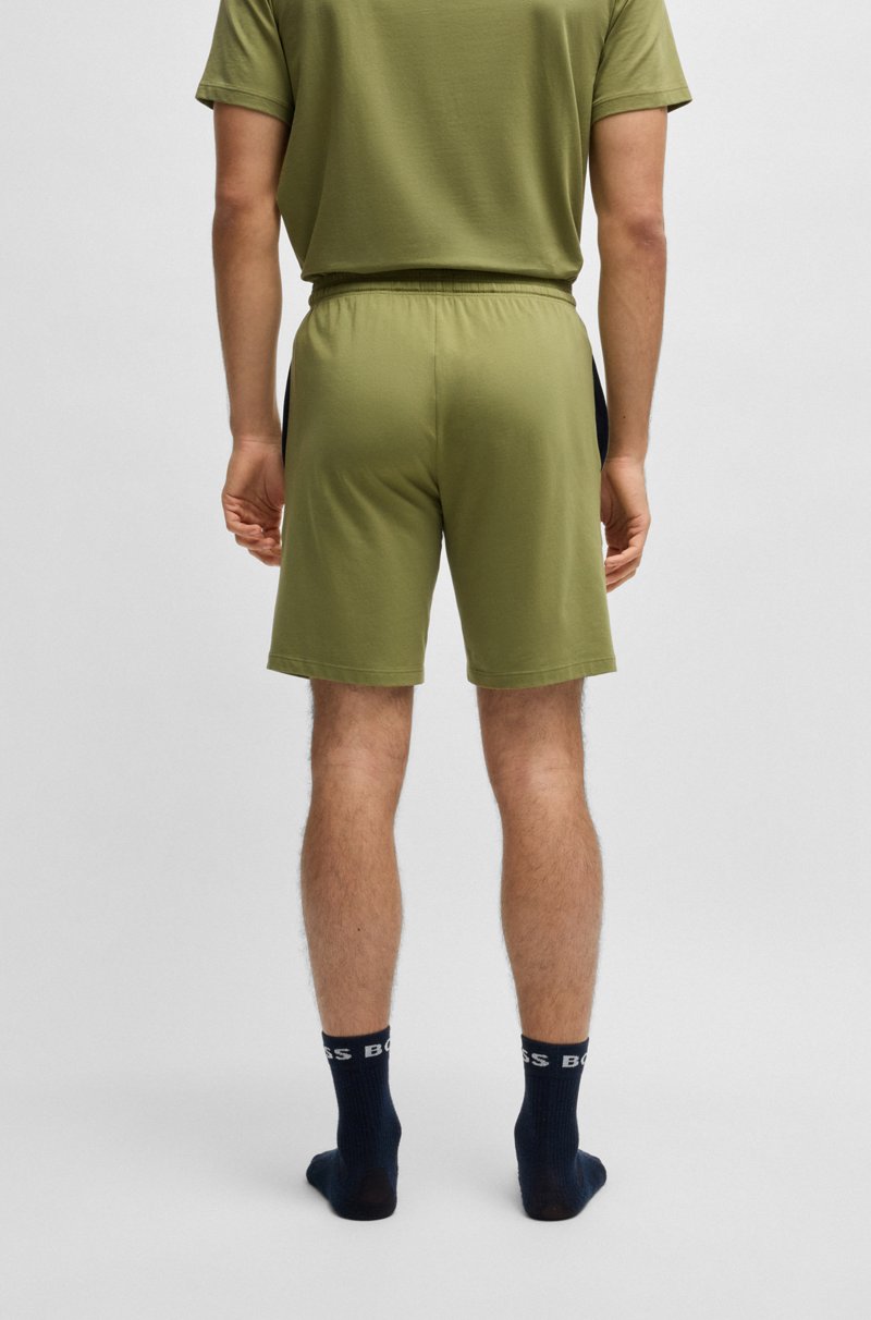 Hugo Boss Shorts En Punto De Algodón Elástico Con Logo Bordado