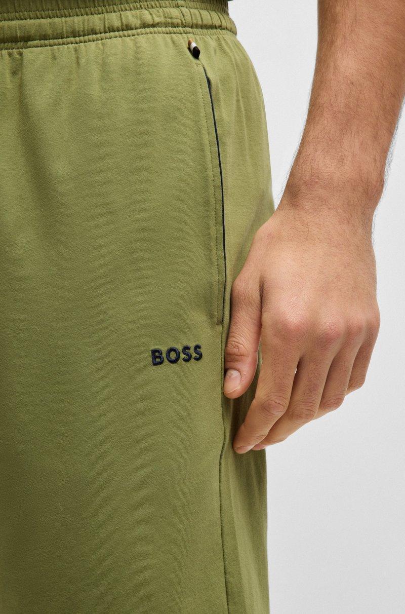 Hugo Boss Shorts En Punto De Algodón Elástico Con Logo Bordado