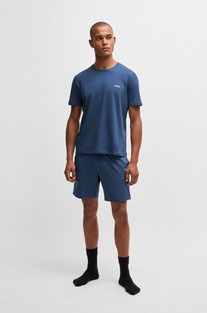 Hugo Boss Shorts En Punto De Algodón Elástico Con Logo Bordado