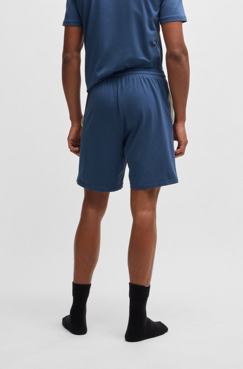 Hugo Boss Shorts En Punto De Algodón Elástico Con Logo Bordado