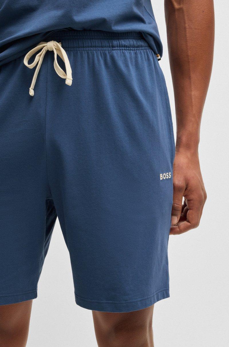 Hugo Boss Shorts En Punto De Algodón Elástico Con Logo Bordado