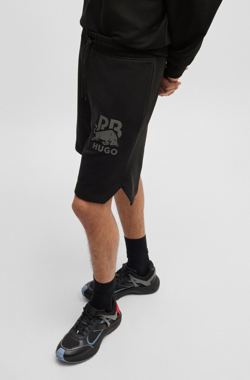 Hugo Boss Shorts HUGO X RB En Felpa De Algodón Con Logo En Carbono Sutil