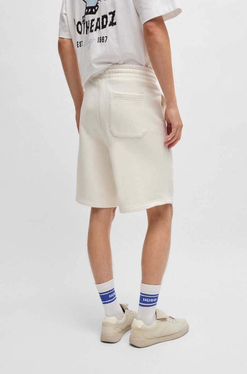 Hugo Boss Shorts Loose Fit En Felpa De Algodón Con Logo Estampado