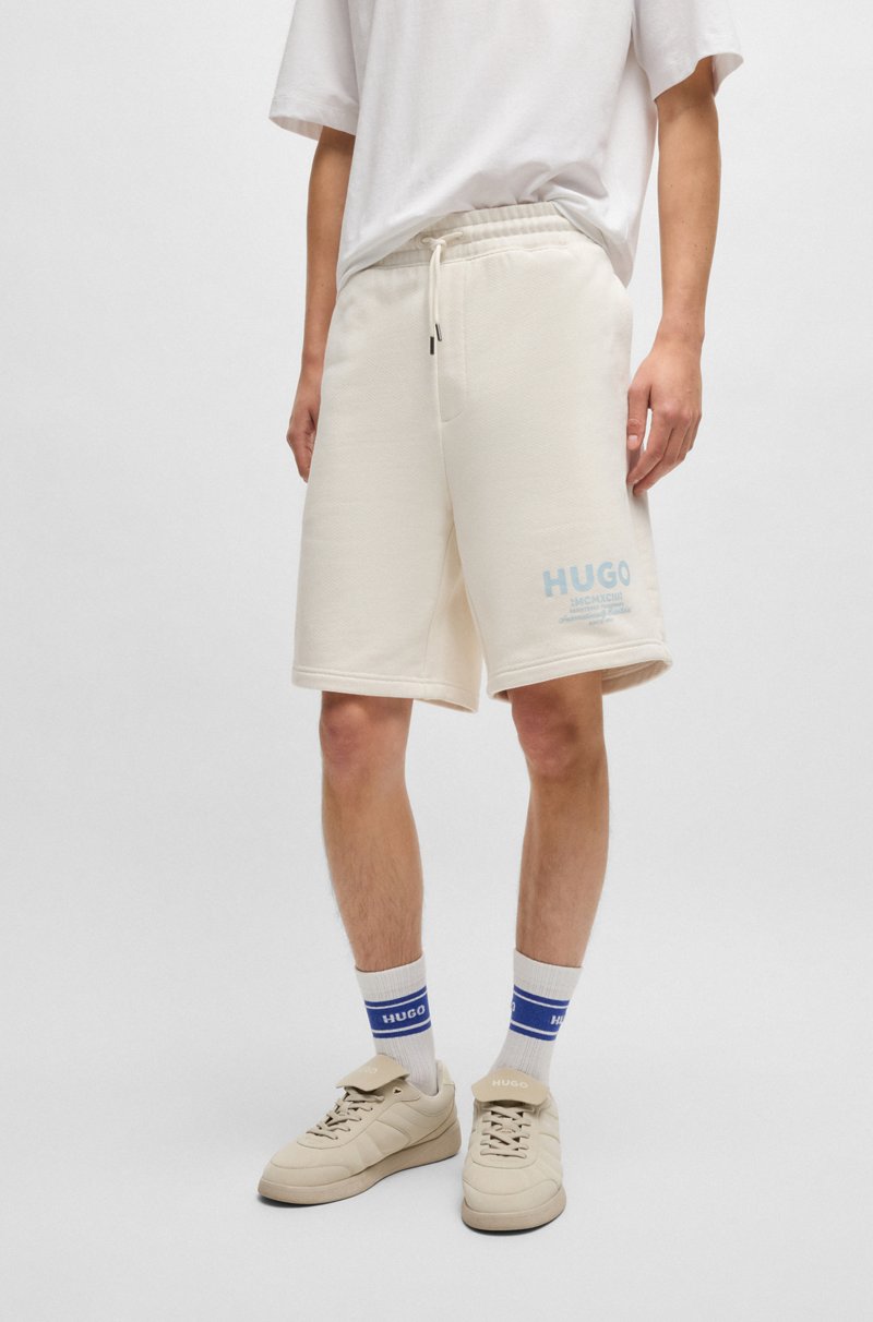 Hugo Boss Shorts loose fit en felpa de algodón con logo estampado
