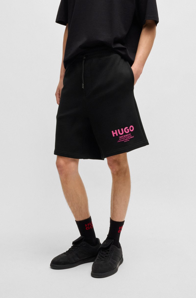 Hugo Boss Shorts loose fit en felpa de algodón con logo estampado
