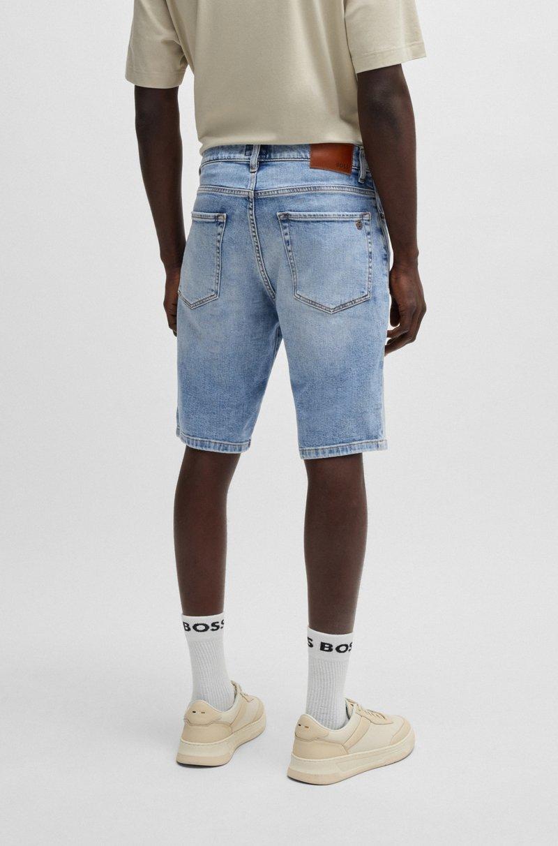 Hugo Boss Shorts Maine Regular Fit En Cómodo Denim Elástico Azul