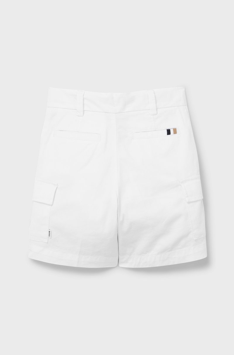 Hugo Boss Shorts Para Niños En Sarga De Algodón Con Bolsillos Estilo Cargo