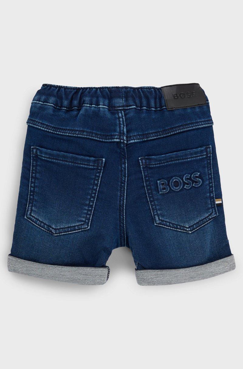 Hugo Boss Shorts Para Niños En Tejido De Punto Vaquero Elástico Azul