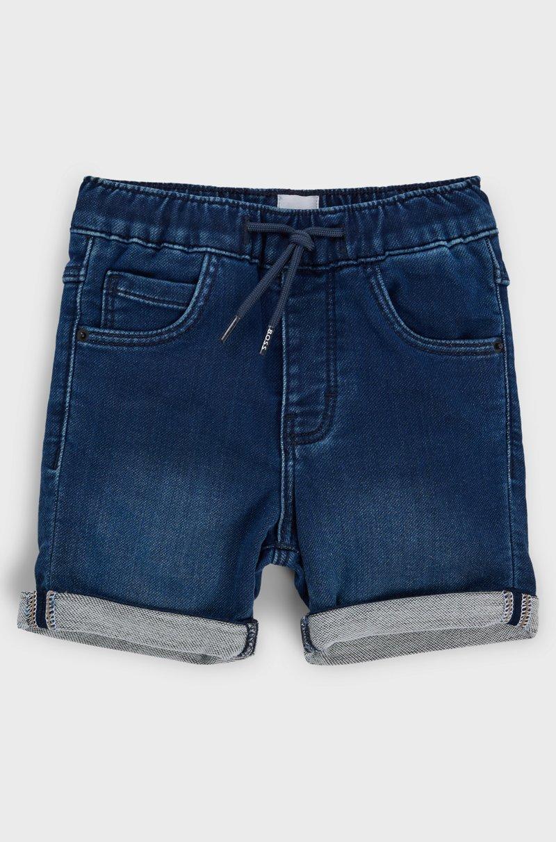 Hugo Boss Shorts para niños en tejido de punto vaquero elástico azul