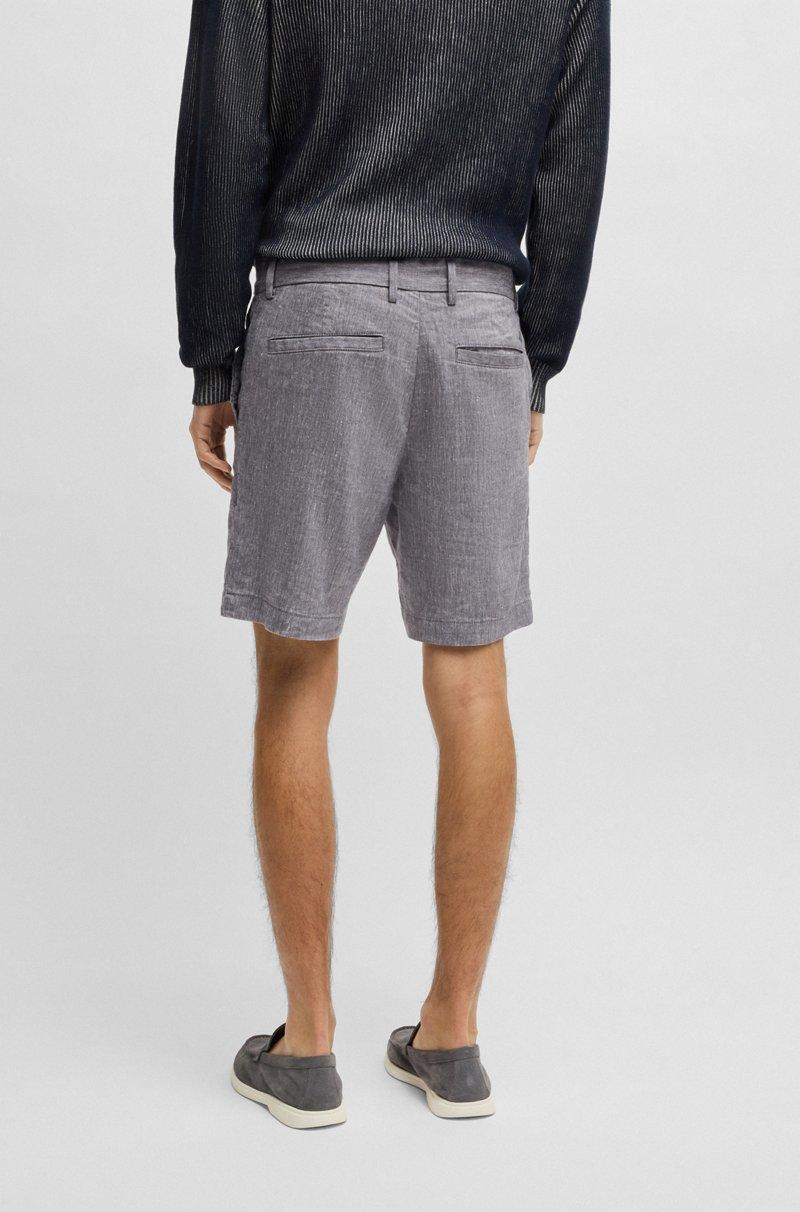 Hugo Boss Shorts Regular Fit En Mezcla De Lino Con Cordón En La Cintura