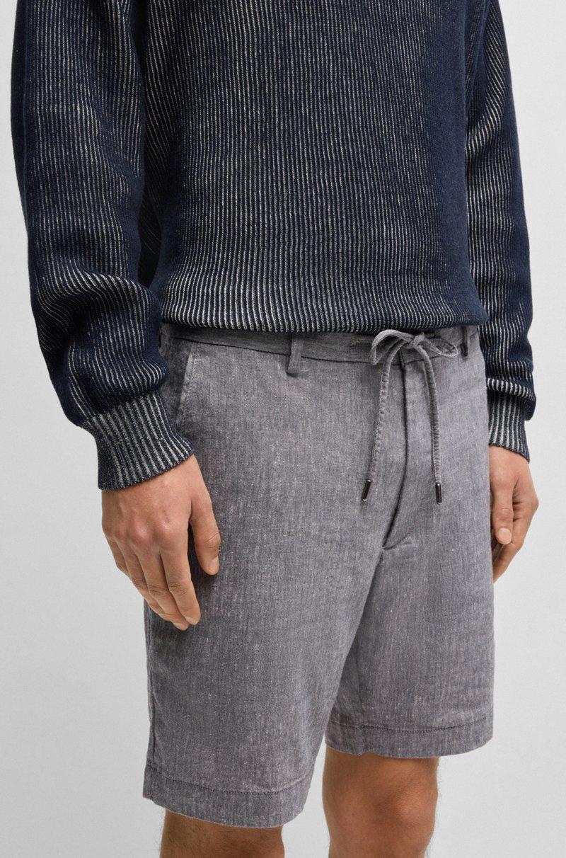 Hugo Boss Shorts Regular Fit En Mezcla De Lino Con Cordón En La Cintura
