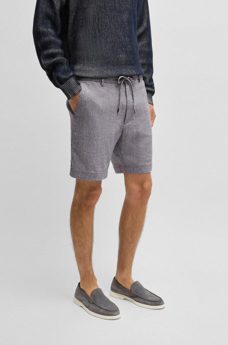 Hugo Boss Shorts regular fit en mezcla de lino con cordón en la cintura