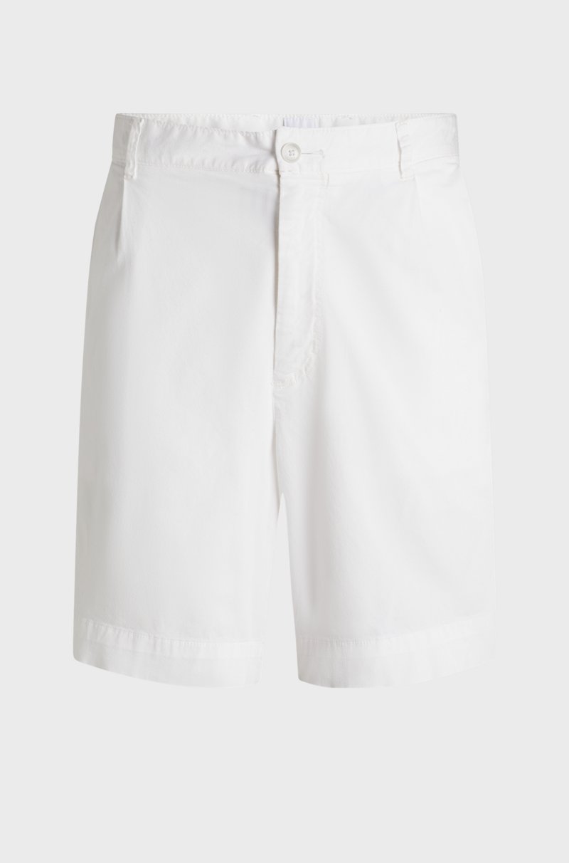 Hugo Boss Shorts relaxed fit de sarga de algodón elástico