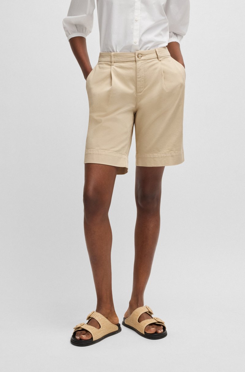 Hugo Boss Shorts relaxed fit de talle alto en algodón elástico