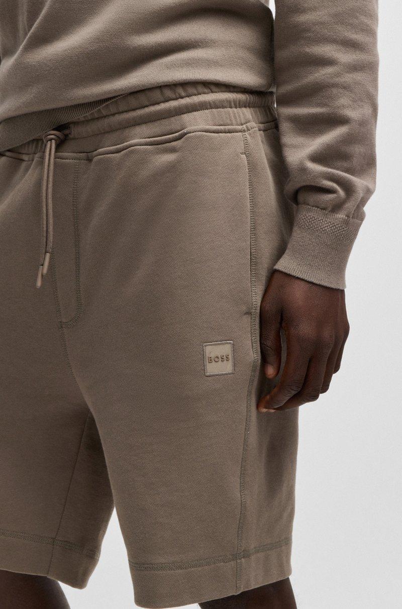 Hugo Boss Shorts Relaxed Fit En Felpa De Algodón Con Insignia De Logo