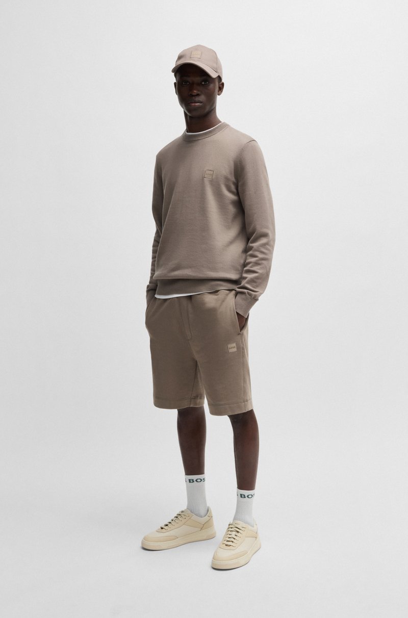 Hugo Boss Shorts Relaxed Fit En Felpa De Algodón Con Insignia De Logo
