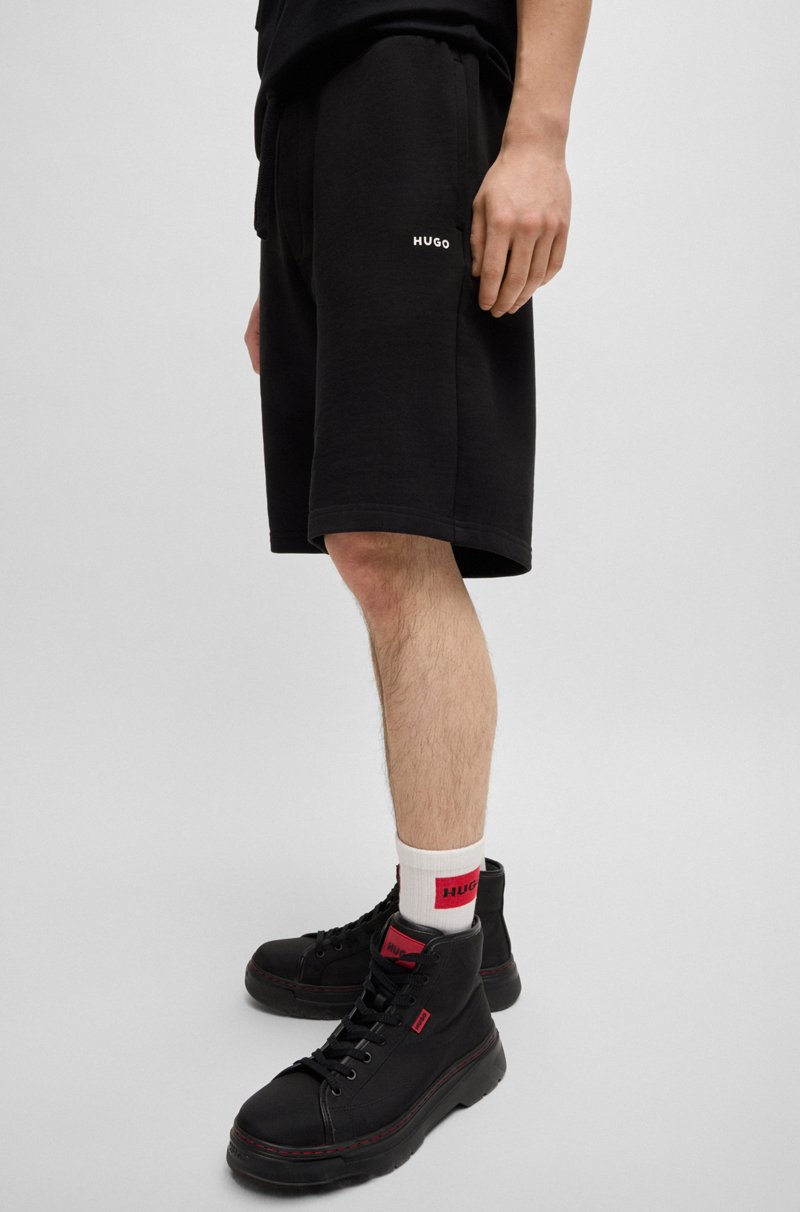 Hugo Boss Shorts Relaxed Fit En Felpa De Algodón Con Logo Estampado