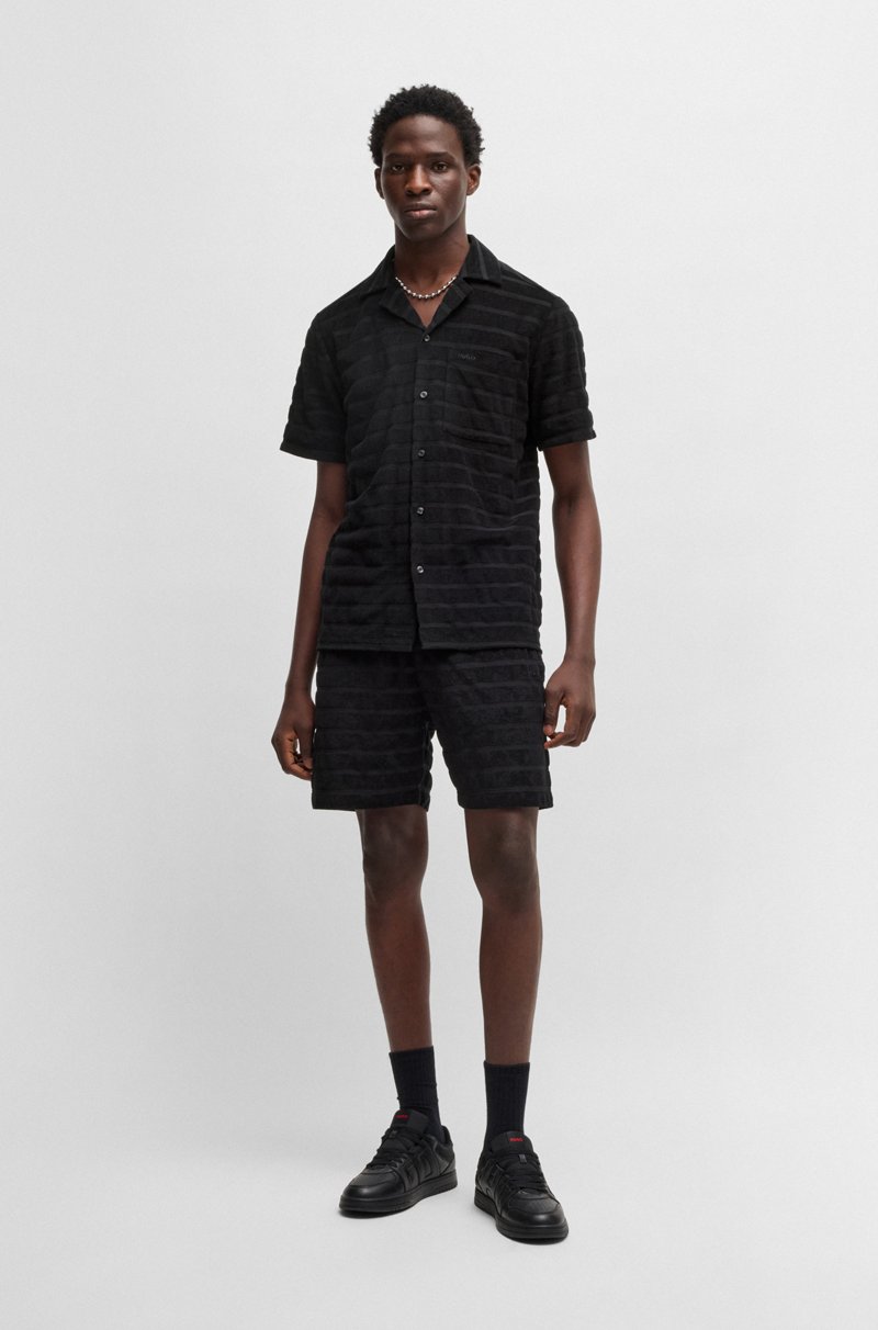 Hugo Boss Shorts Relaxed Fit En Rizo De Algodón A Rayas