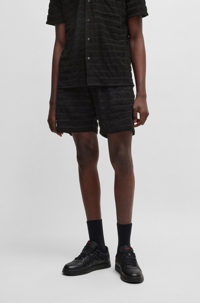 Hugo Boss Shorts relaxed fit en rizo de algodón a rayas