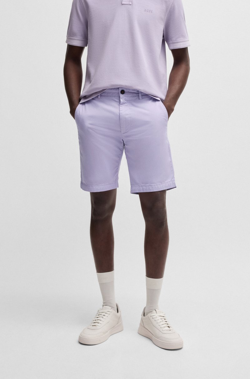 Hugo Boss Shorts slim fit de sarga de algodón elástico