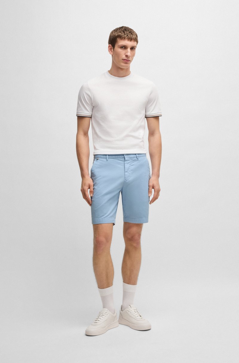 Hugo Boss Shorts Slim Fit De Sarga De Algodón Elástico