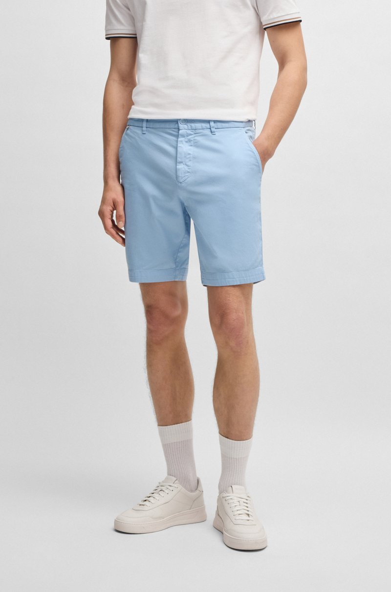 Hugo Boss Shorts slim fit de sarga de algodón elástico