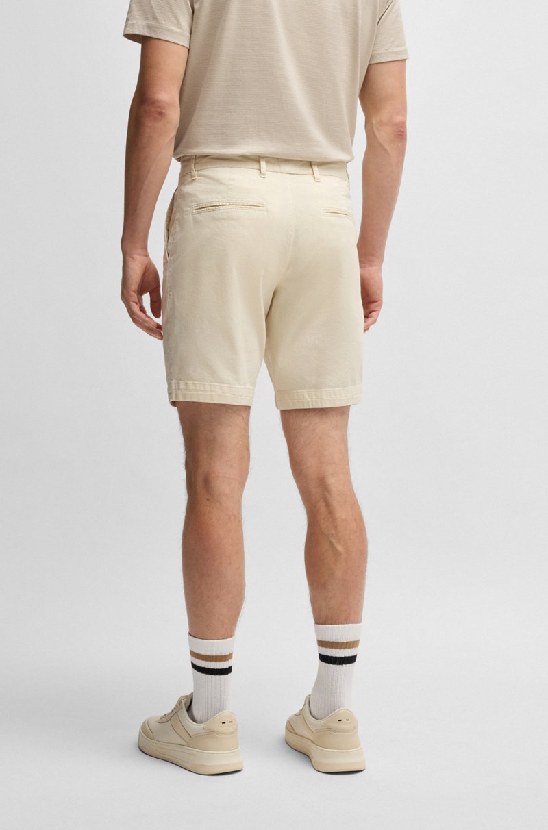 Hugo Boss Shorts Slim Fit De Sarga De Algodón Elástico