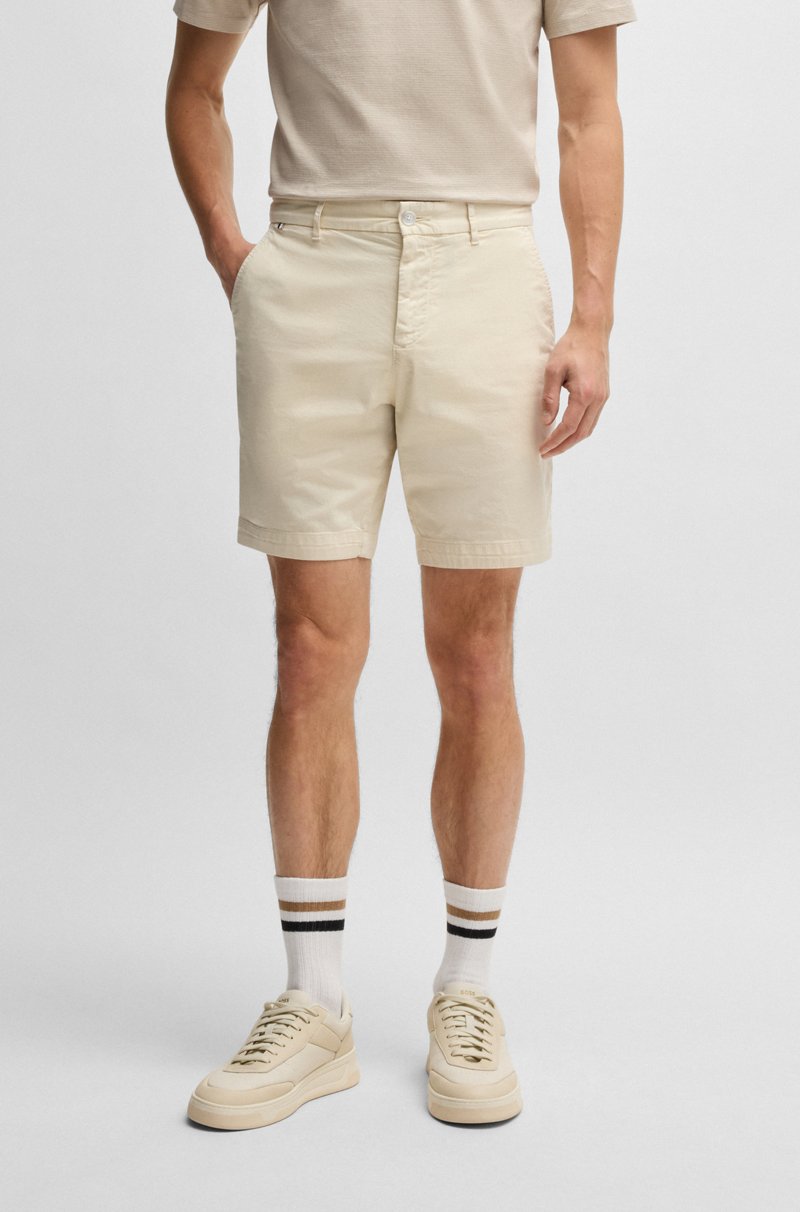 Hugo Boss Shorts slim fit de sarga de algodón elástico