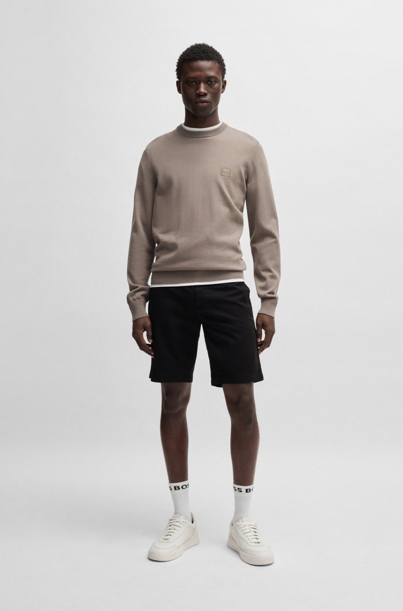 Hugo Boss Shorts Slim Fit De Sarga De Algodón Elástico