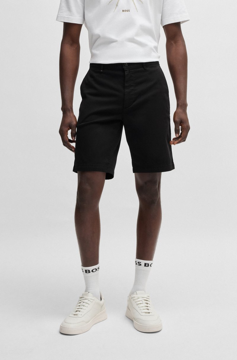 Hugo Boss Shorts slim fit de sarga de algodón elástico