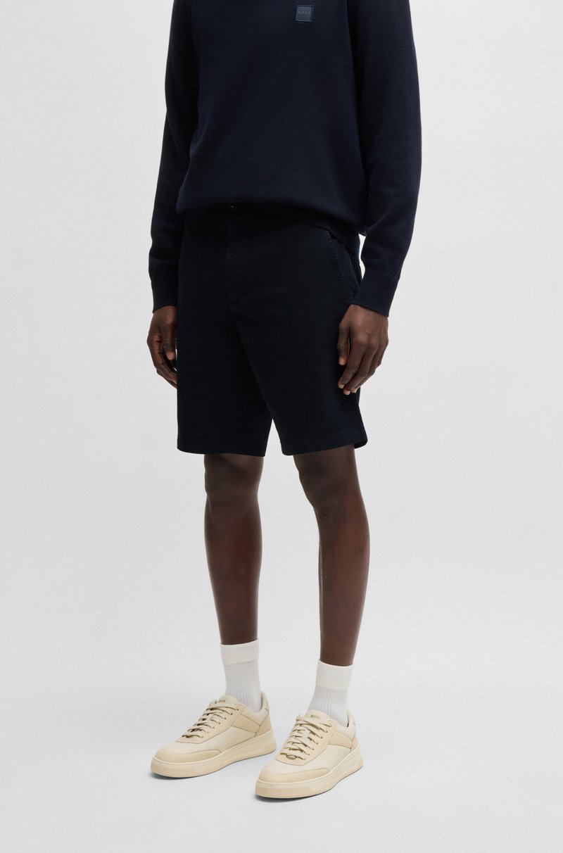 Hugo Boss Shorts slim fit de sarga de algodón elástico