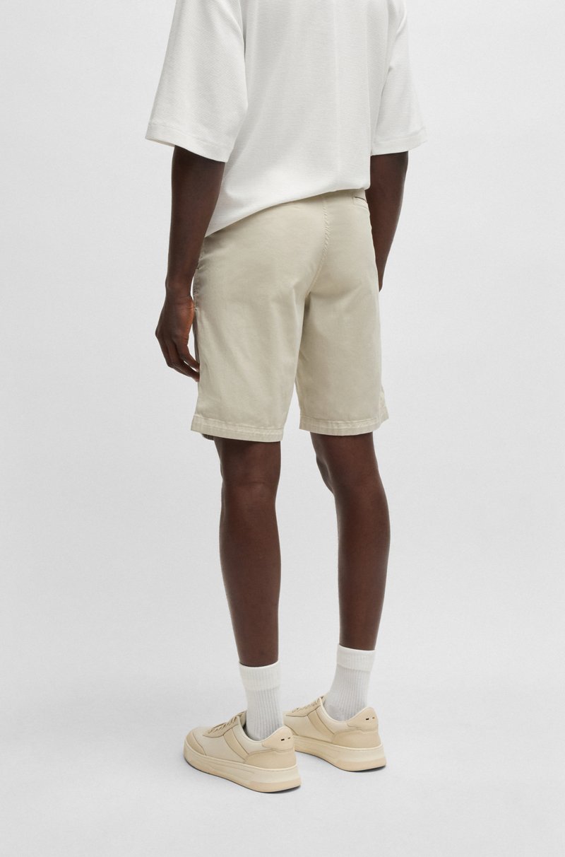 Hugo Boss Shorts Slim Fit De Sarga De Algodón Elástico
