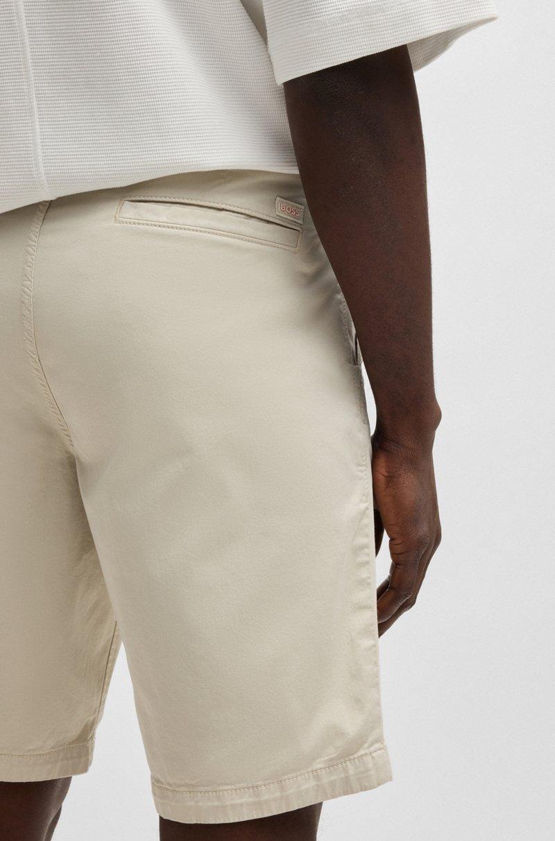Hugo Boss Shorts Slim Fit De Sarga De Algodón Elástico