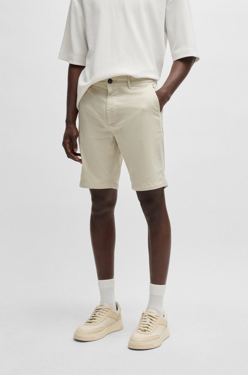 Hugo Boss Shorts slim fit de sarga de algodón elástico
