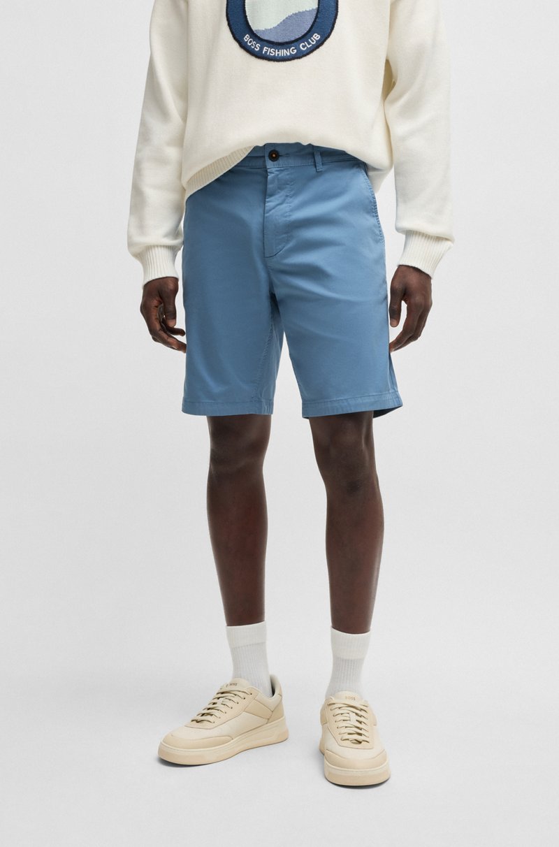 Hugo Boss Shorts slim fit de sarga de algodón elástico