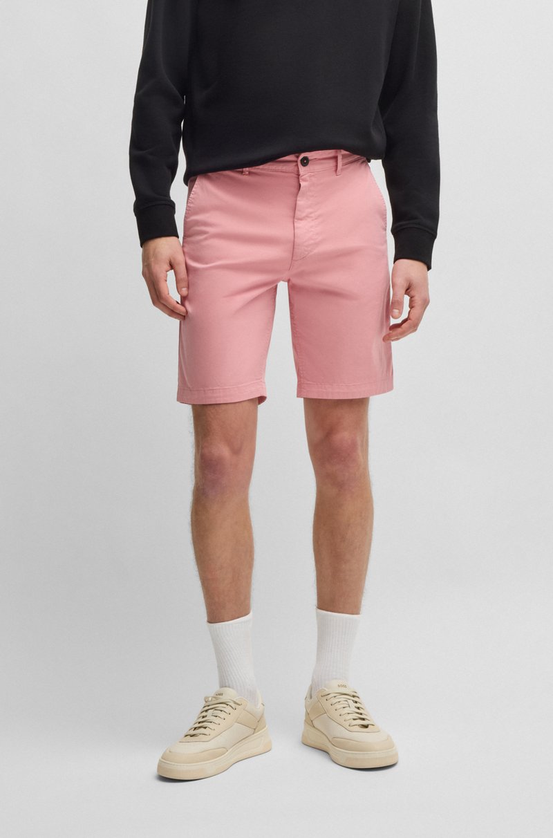 Hugo Boss Shorts slim fit de sarga de algodón elástico
