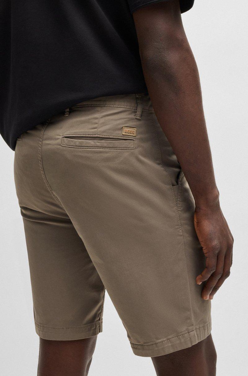 Hugo Boss Shorts Slim Fit De Sarga De Algodón Elástico