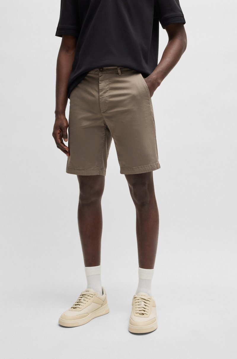 Hugo Boss Shorts slim fit de sarga de algodón elástico
