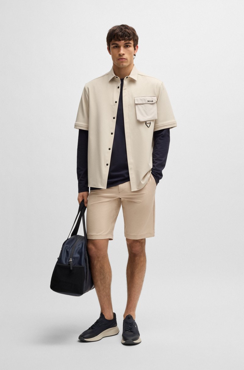 Hugo Boss Shorts Slim Fit De Tejido Elástico Repelente Al Agua