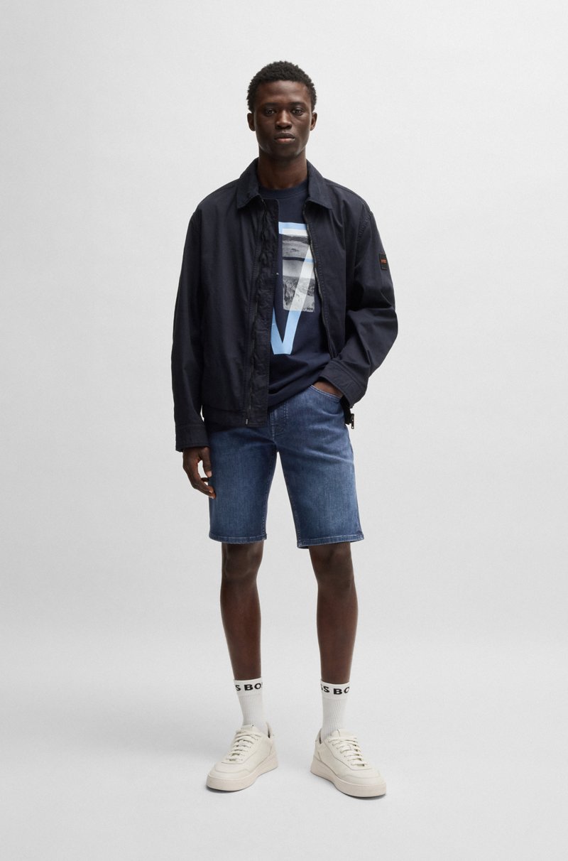 Hugo Boss Shorts Slim Fit Delaware En Tejido Vaquero Azul Suave Que Facilita El Movimiento
