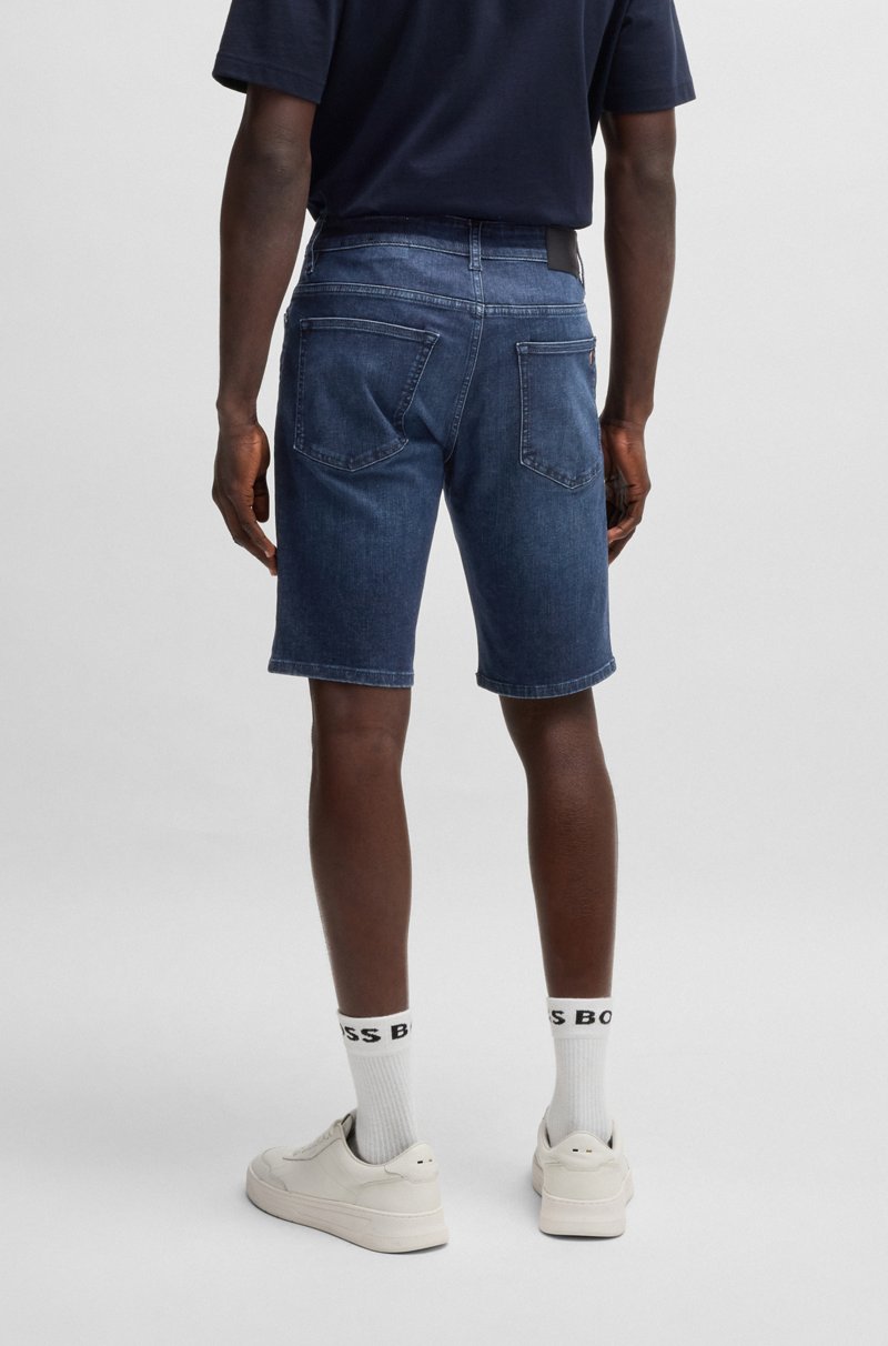 Hugo Boss Shorts Slim Fit Delaware En Tejido Vaquero Azul Suave Que Facilita El Movimiento