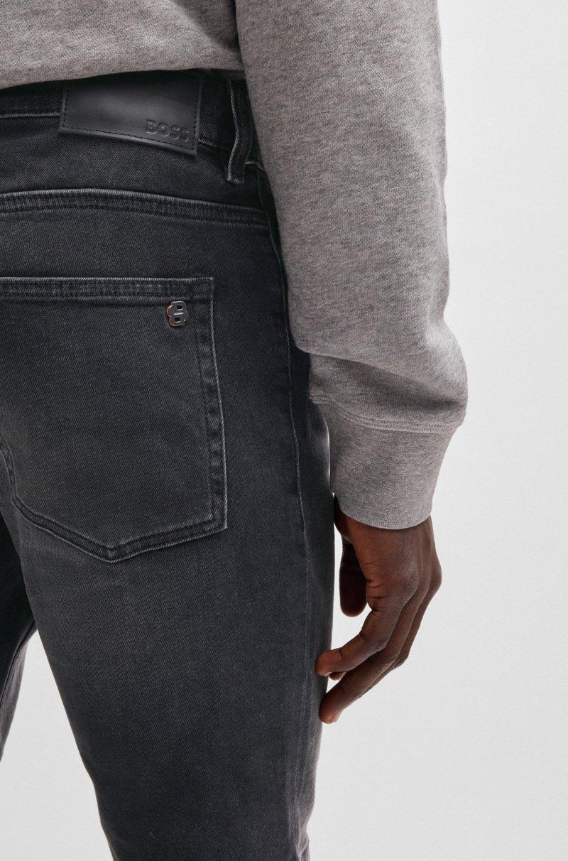 Hugo Boss Shorts Slim Fit Delaware En Tejido Vaquero Elástico Negro De Gran Comodidad