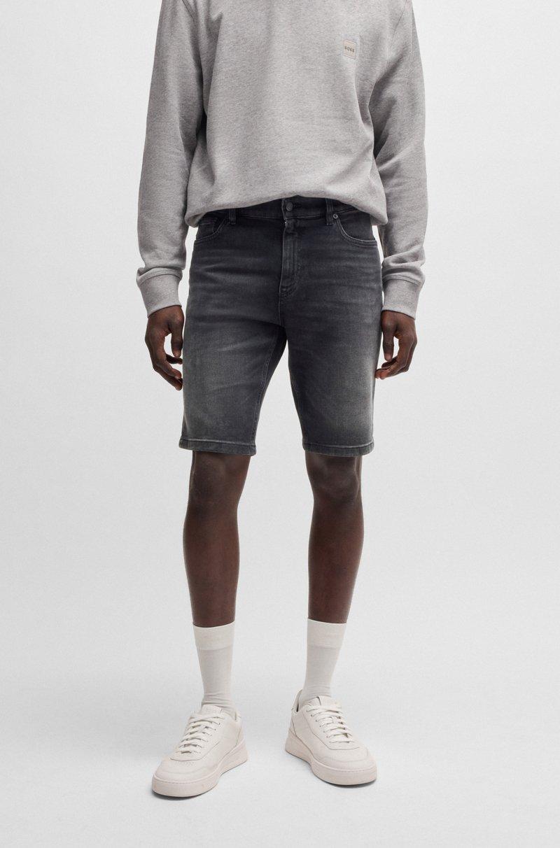 Hugo Boss Shorts slim fit Delaware en tejido vaquero elástico negro de gran comodidad