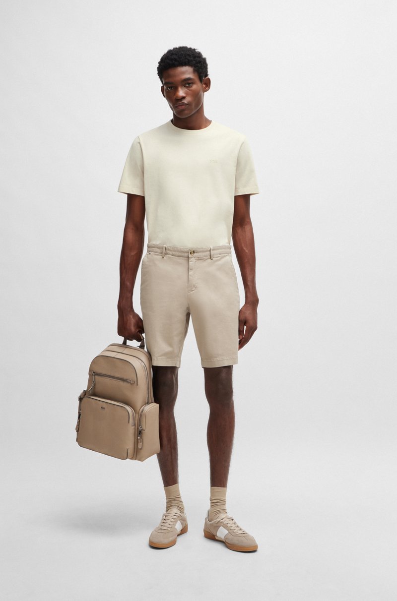 Hugo Boss Shorts Slim Fit En Tejido De Gabardina De Algodón Elástico