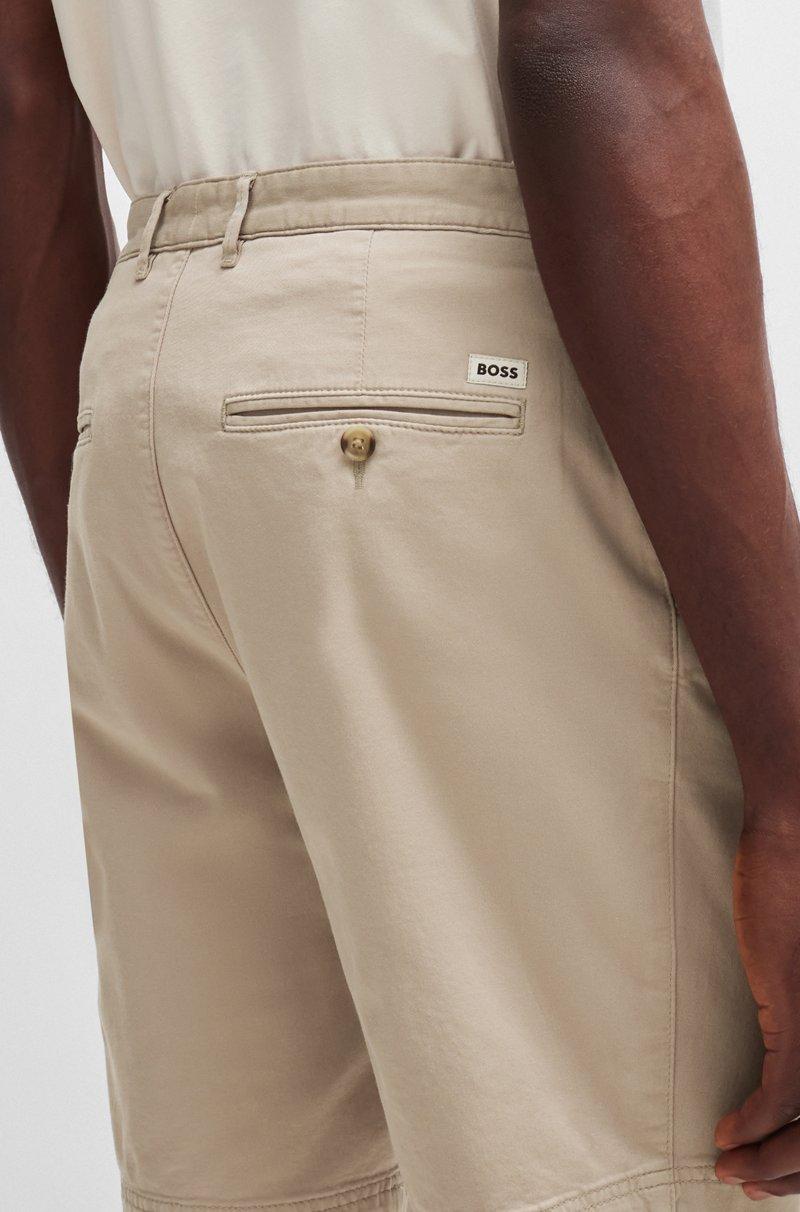 Hugo Boss Shorts Slim Fit En Tejido De Gabardina De Algodón Elástico
