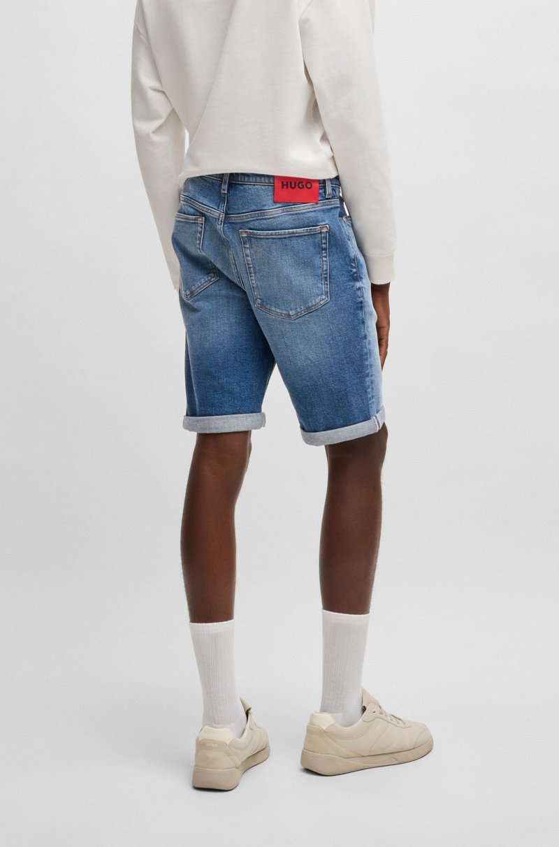 Hugo Boss Shorts Tapered Fit En Cómodo Denim Elástico Azul