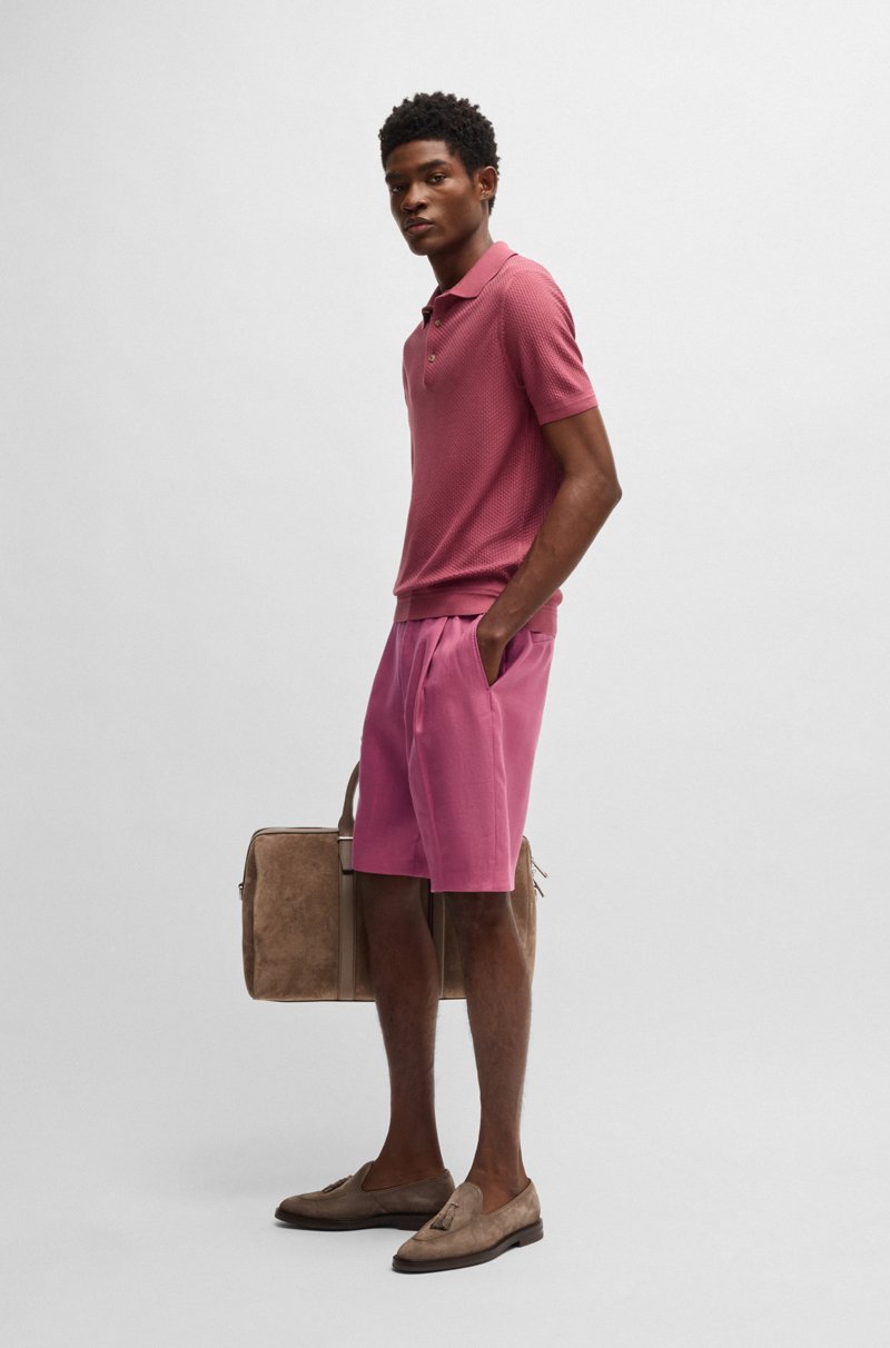Hugo Boss Shorts Tapered Fit En Lino Resistente A Las Arrugas