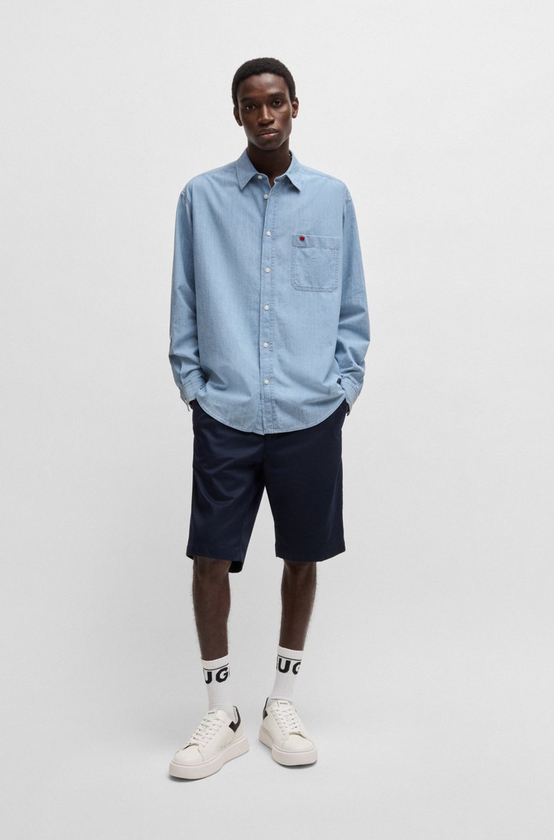 Hugo Boss Sobrecamisa Oversize Fit De Cambray De Algodón